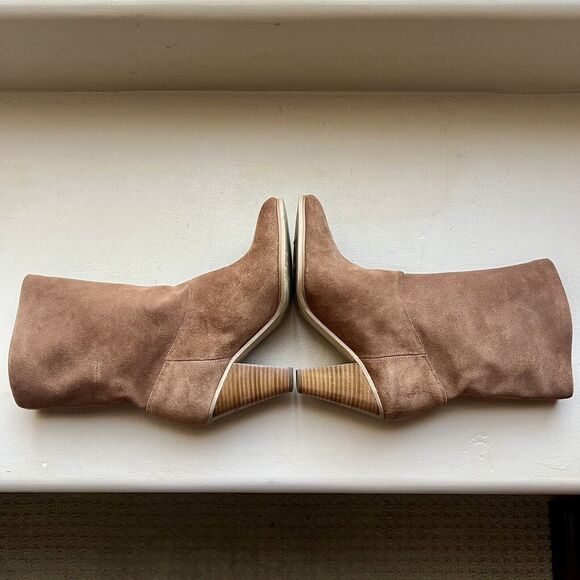 Michael Kors Cognac Brown Suede Mid Calf Pull On Western Boots Women’s 8.5 M - Picture 3 of 16